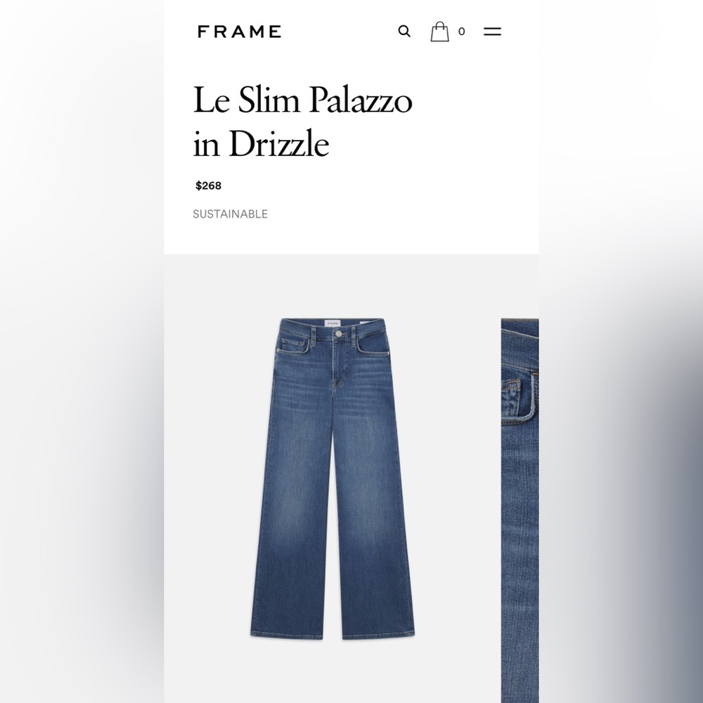 Frame Denim Le Slim Palazzo Jeans in Drizzle Blue
